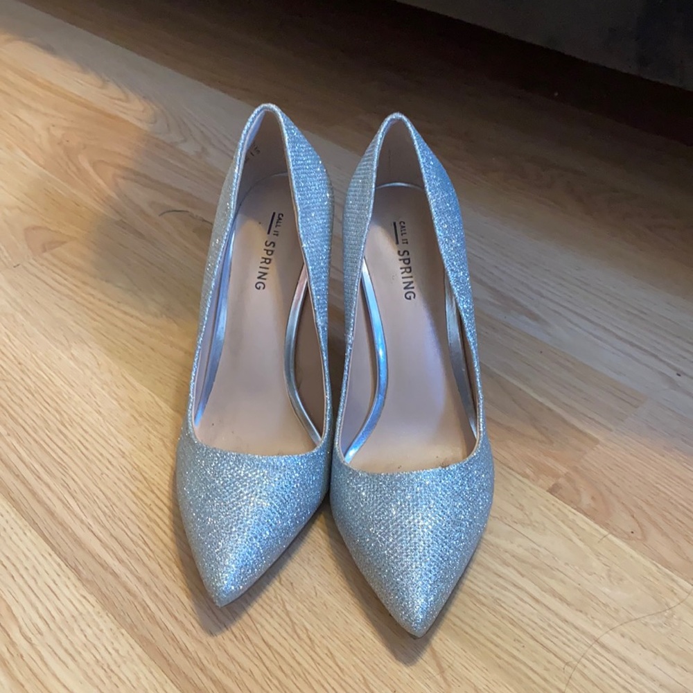 Silver sparkle heels